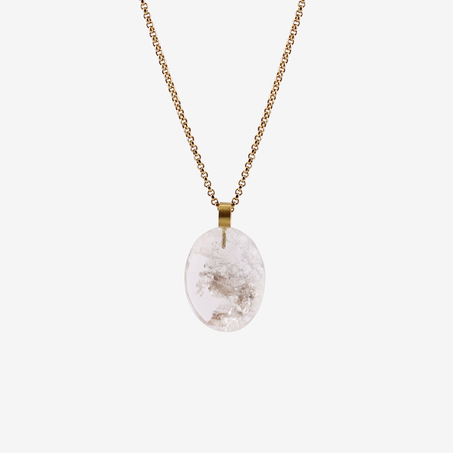 ROSANNE PUGLIESE 22K & OVAL PHANTOM QUARTZ NORTH/SOUTH PENDANT, 48CT