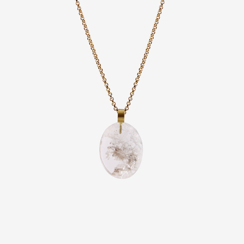 ROSANNE PUGLIESE 22K & OVAL PHANTOM QUARTZ NORTH/SOUTH PENDANT, 48CT