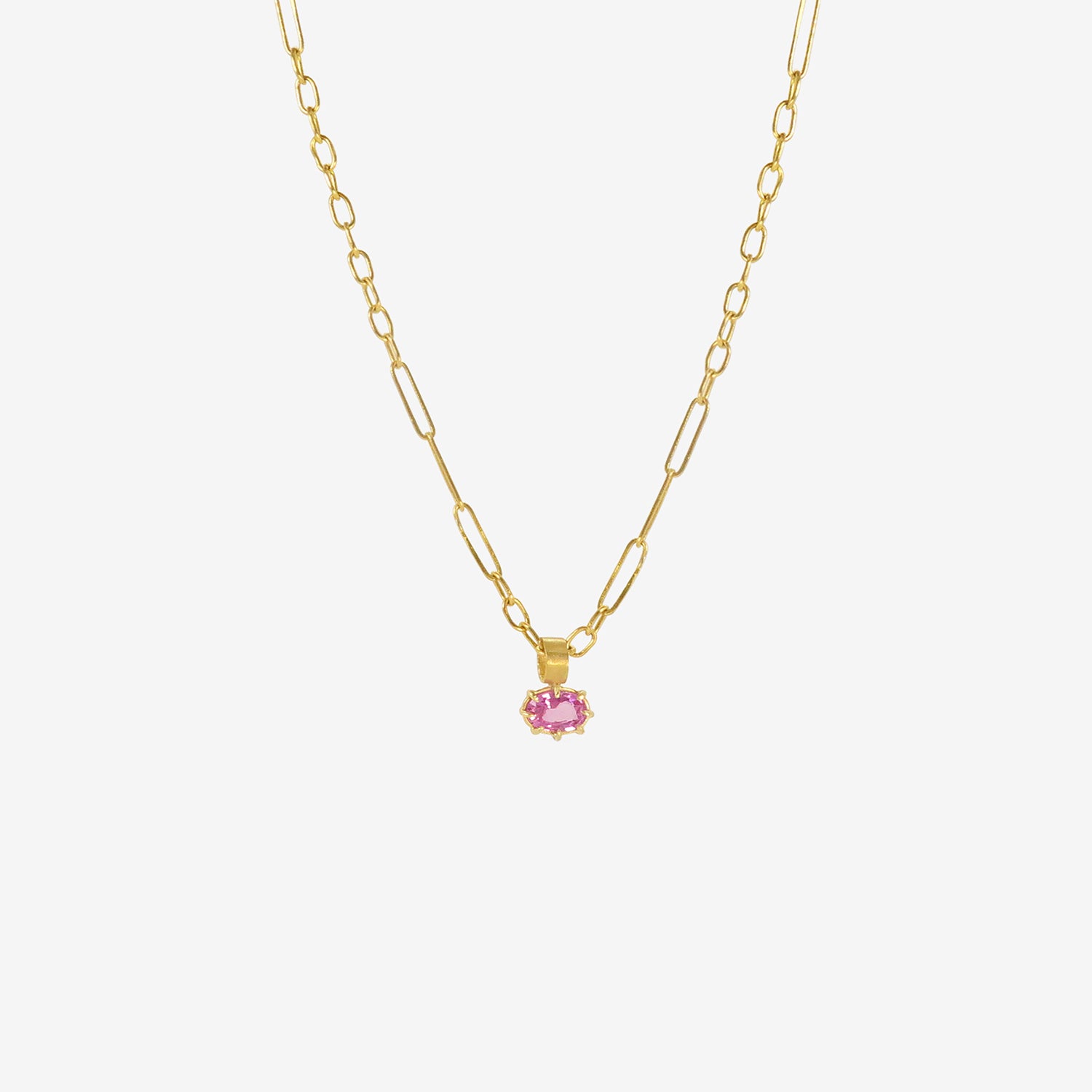 ROSANNE PUGLIESE 22K & OVAL FACETED PINK SAPPHIRE PENDANT, 1.12CT
