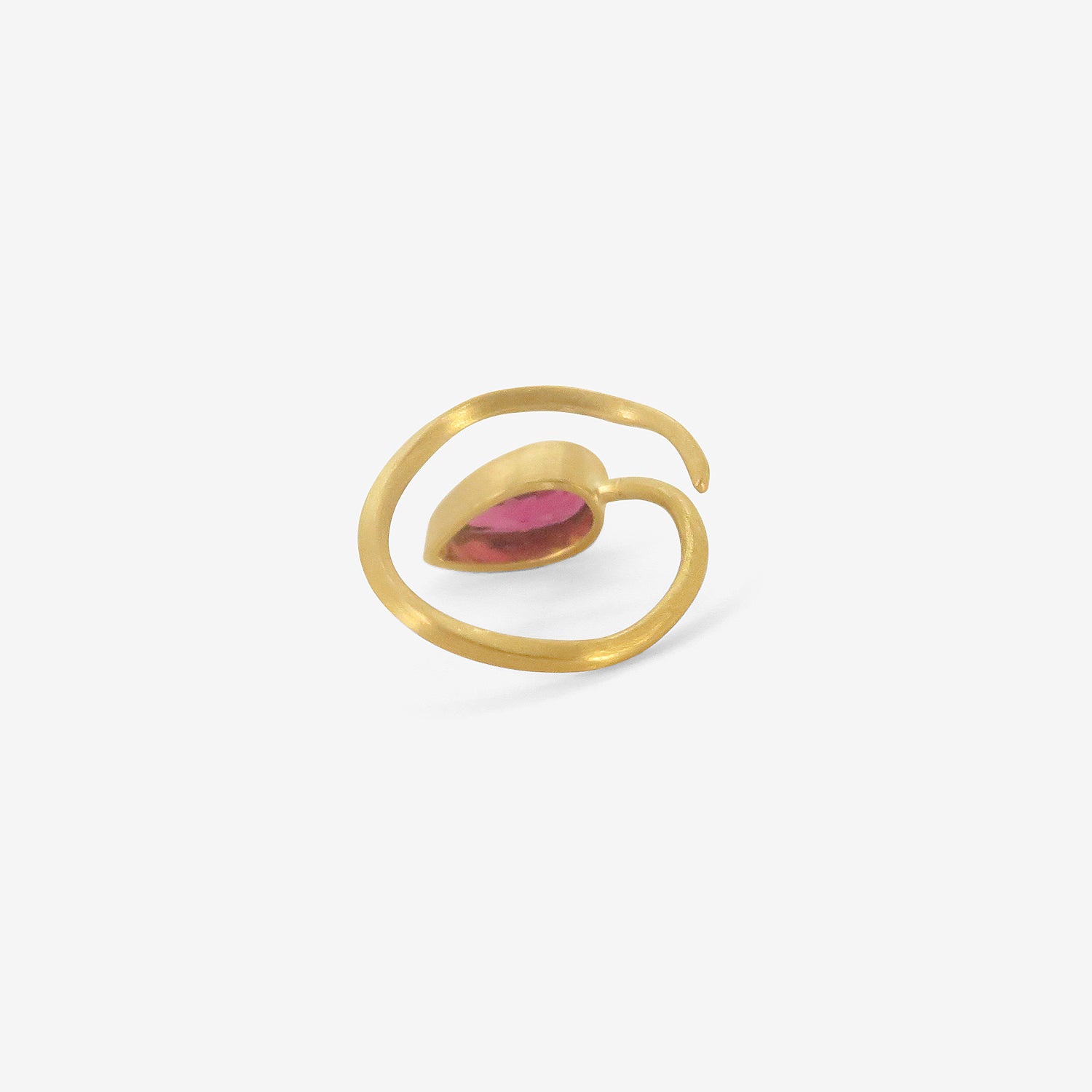 ROSANNE PUGLIESE 22K THICK & THIN WRAP RING WITH RUBELLITE TOURMALINE
