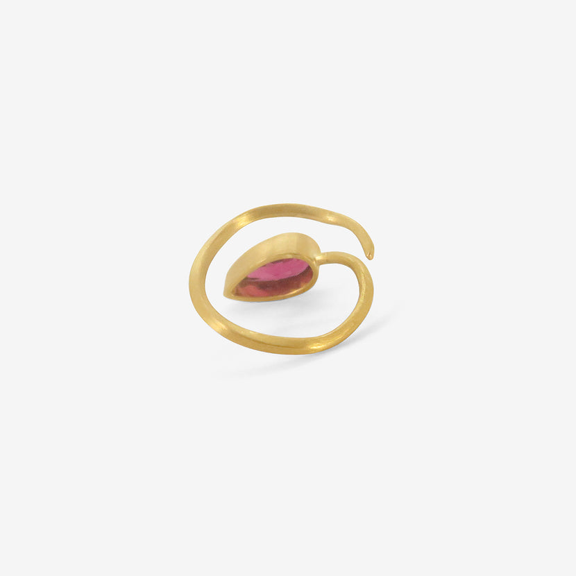 ROSANNE PUGLIESE 22K THICK & THIN WRAP RING WITH RUBELLITE TOURMALINE
