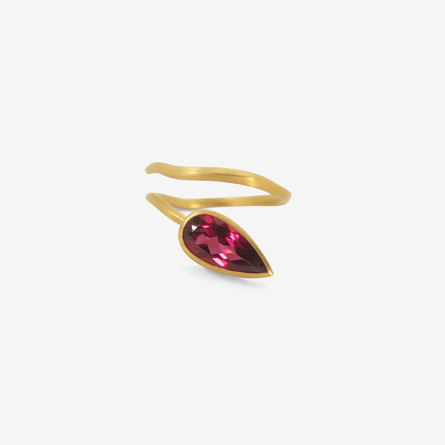 ROSANNE PUGLIESE 22K THICK & THIN WRAP RING WITH RUBELLITE TOURMALINE