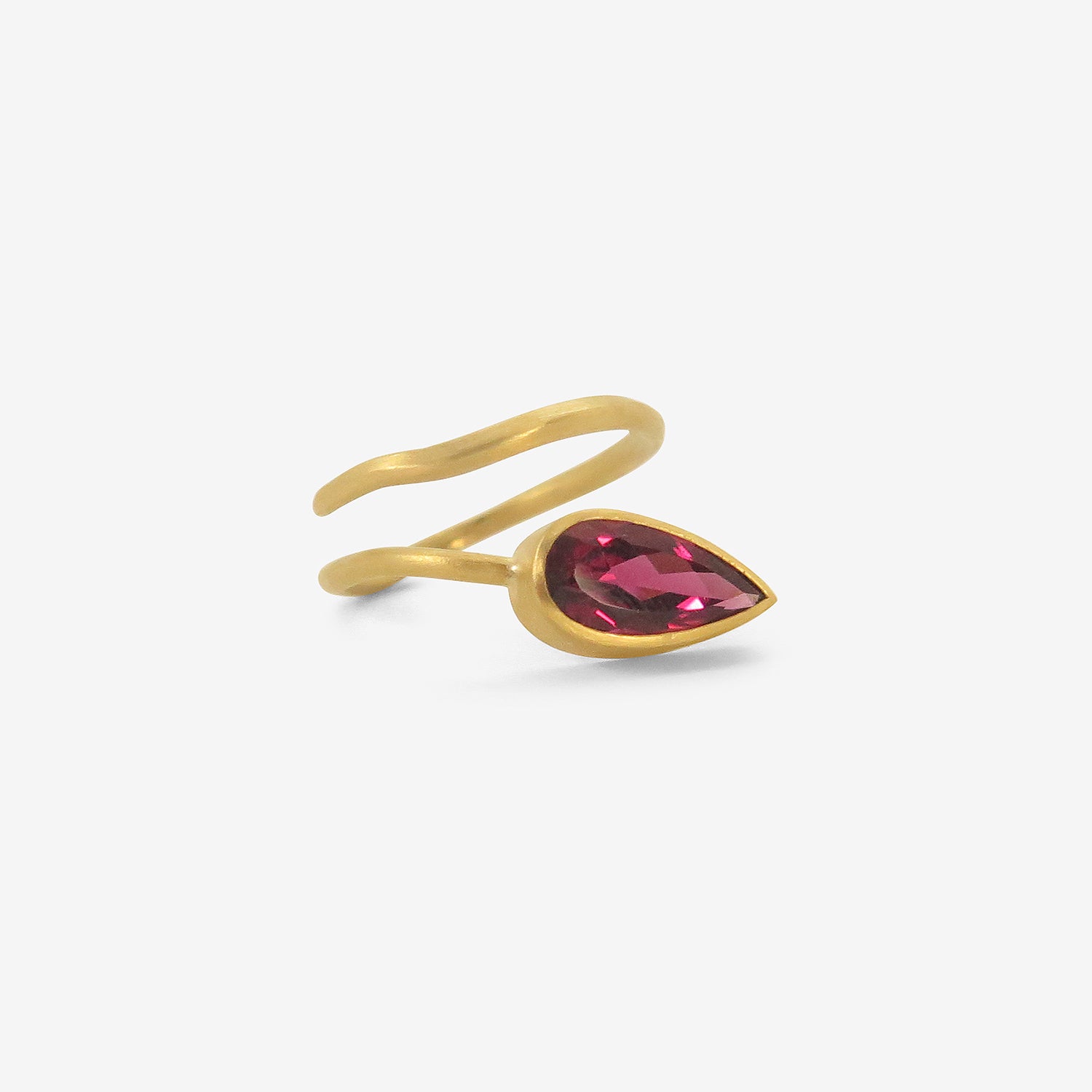 ROSANNE PUGLIESE 22K THICK & THIN WRAP RING WITH RUBELLITE TOURMALINE