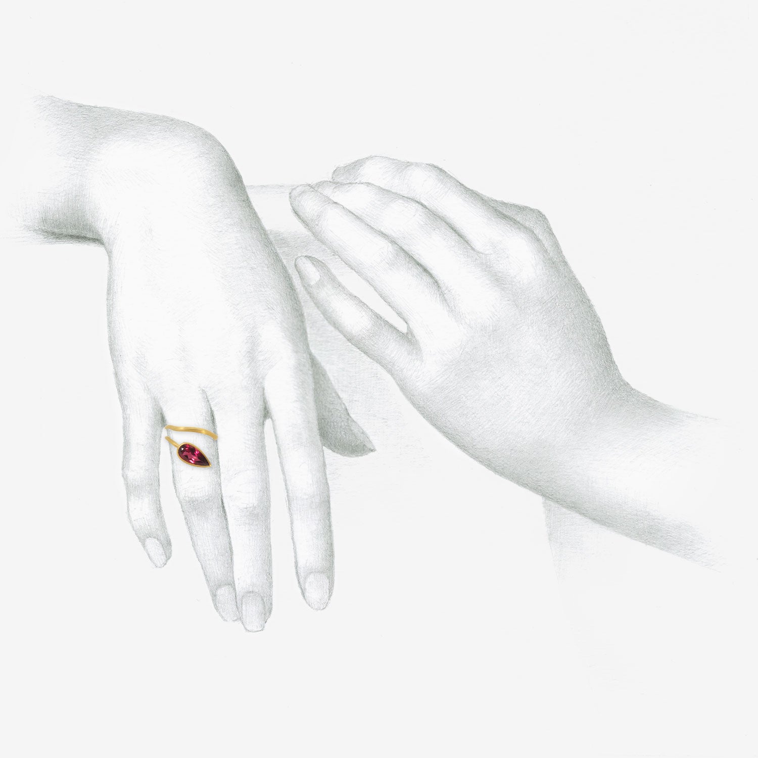 ROSANNE PUGLIESE 22K THICK & THIN WRAP RING WITH RUBELLITE TOURMALINE