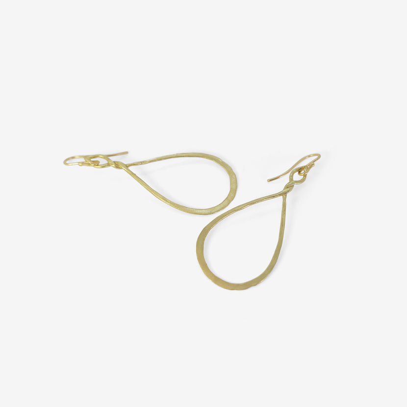 ROSANNE PUGLIESE 18K TWISTED TEARDROP HOOP EARRINGS