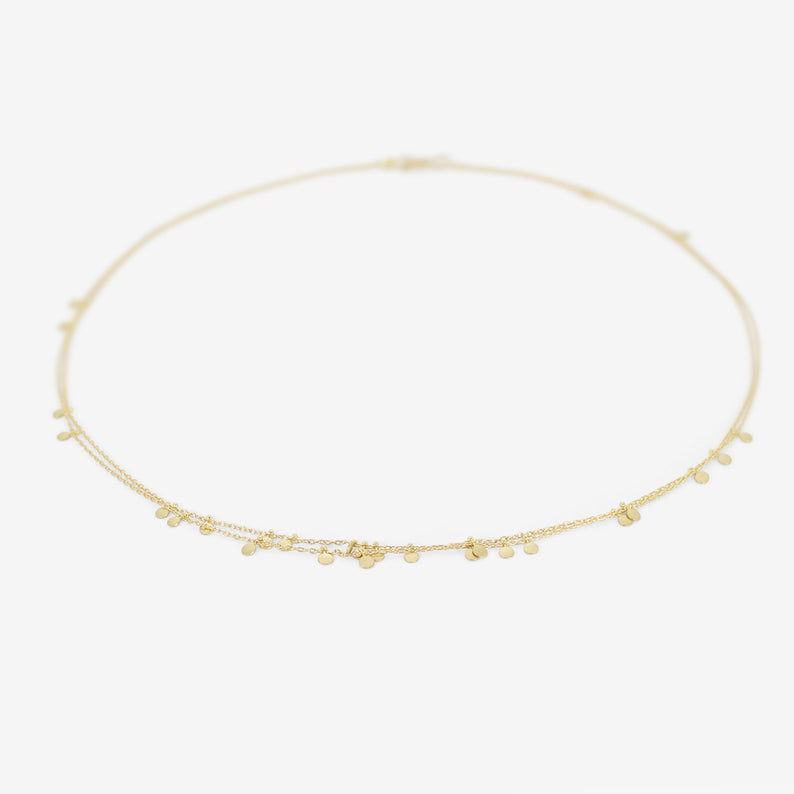 SIA TAYLOR 18K YELLOW GOLD DOUBLE TINY RANDOM DOTS NECKLACE