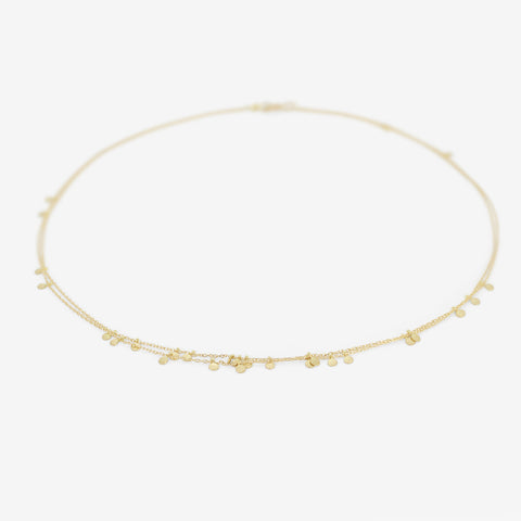 SIA TAYLOR 18K YELLOW GOLD DOUBLE TINY RANDOM DOTS NECKLACE
