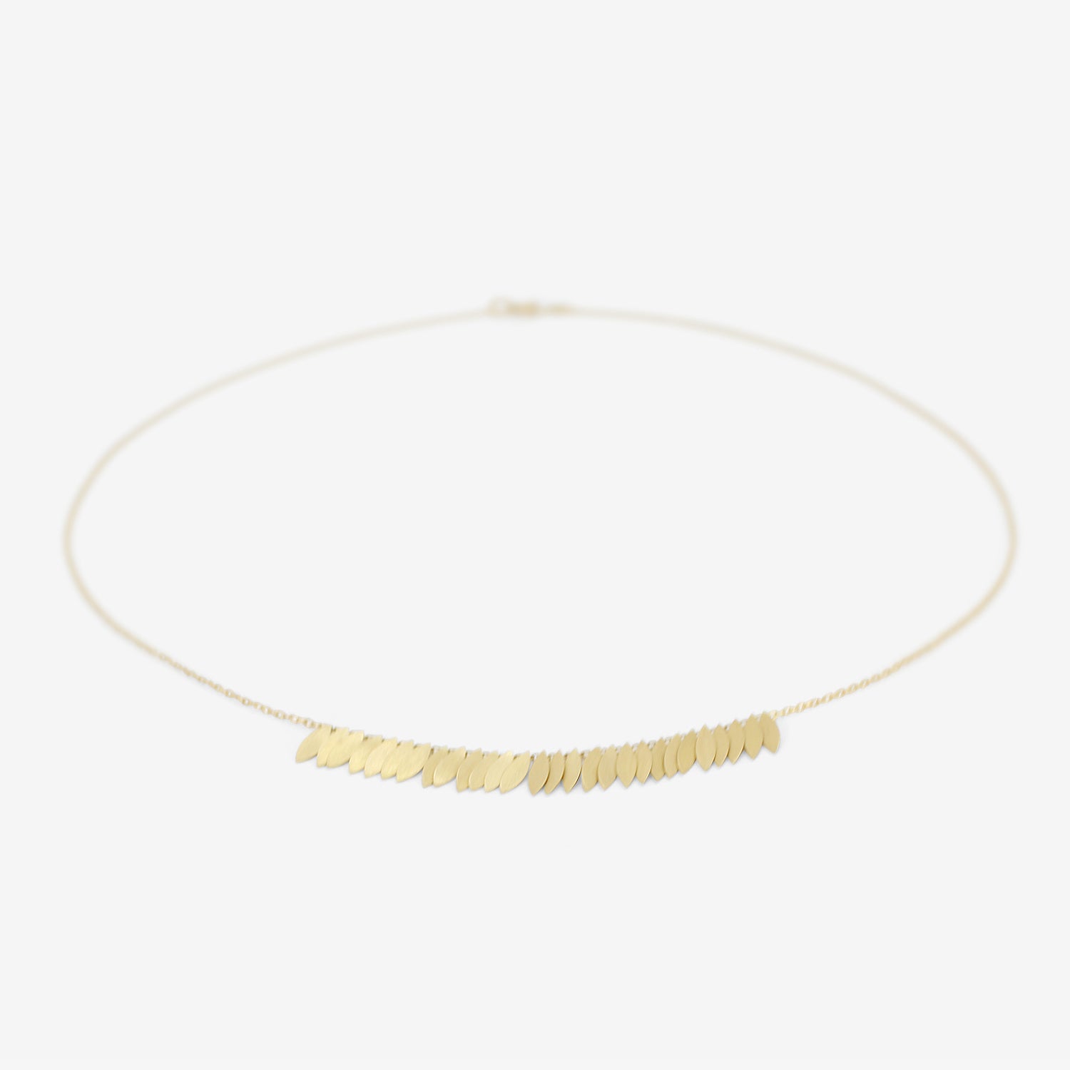 SIA TAYLOR 18K GOLDEN LEAF ARC NECKLACE