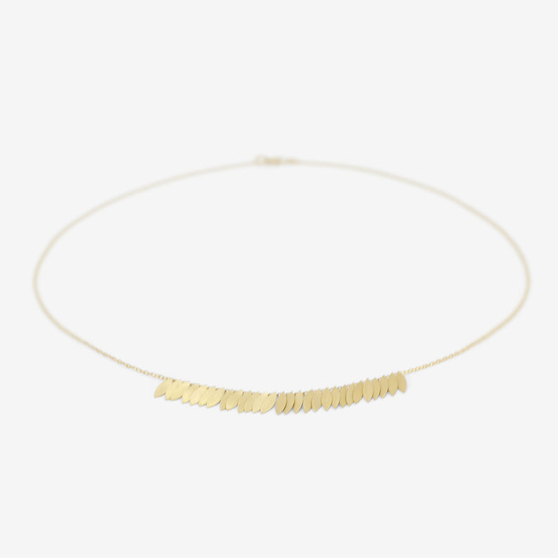 SIA TAYLOR 18K GOLDEN LEAF ARC NECKLACE
