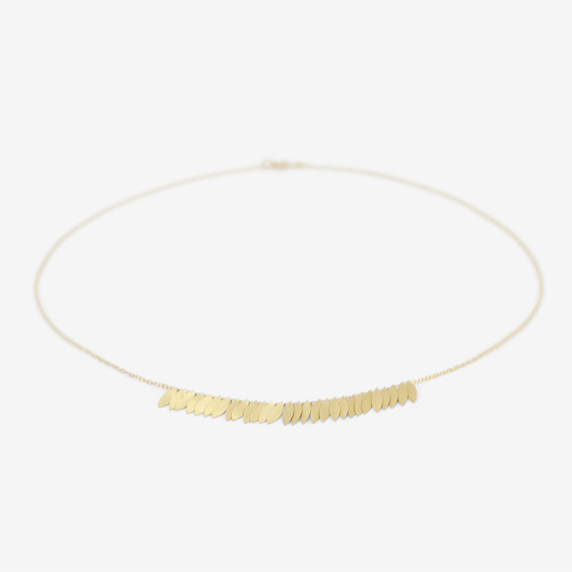 SIA TAYLOR 18K GOLDEN LEAF ARC NECKLACE
