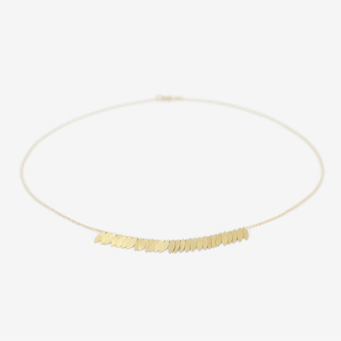 SIA TAYLOR 18K GOLDEN LEAF ARC NECKLACE