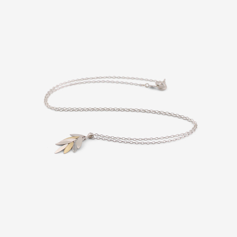 SIA TAYLOR STERLING SILVER & 18K FALLING LEAF NECKLACE