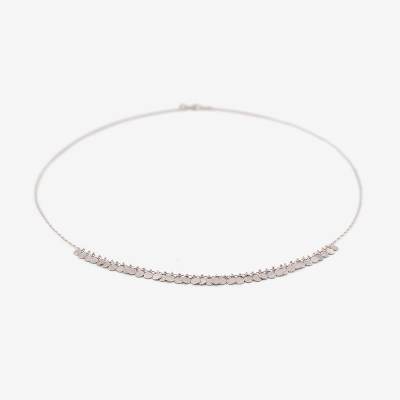 SIA TAYLOR STERLING SILVER TINY DOTS ARC NECKLACE