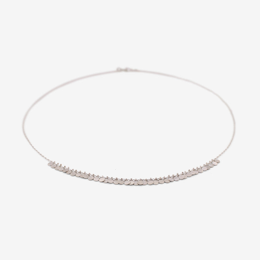 SIA TAYLOR STERLING SILVER TINY DOTS ARC NECKLACE