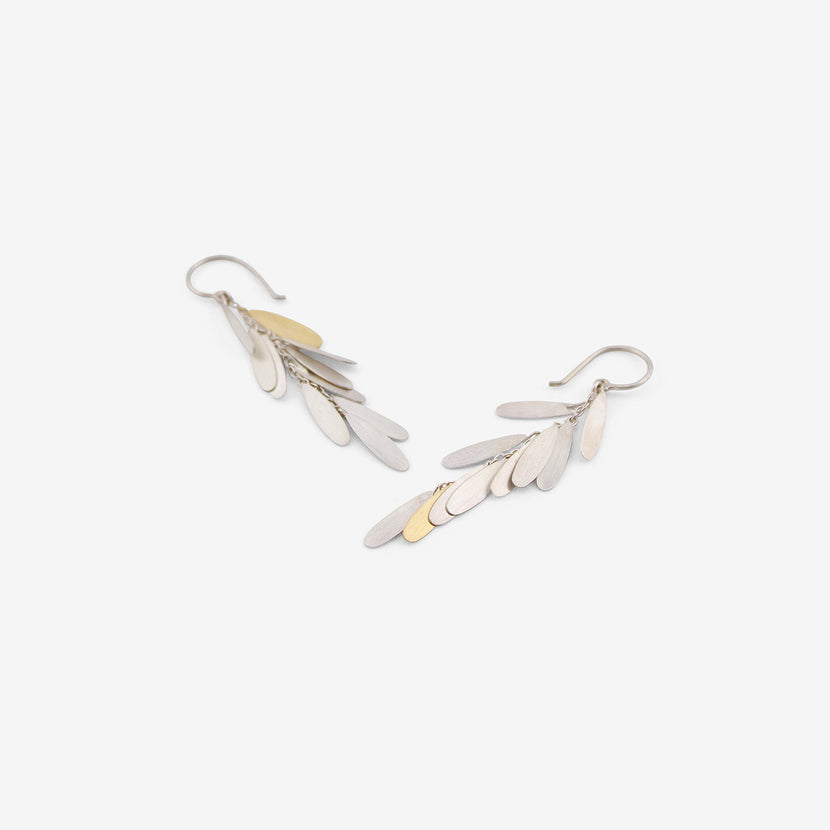 SIA TAYLOR STERLING SILVER & 18K LONG DAISY EARRINGS