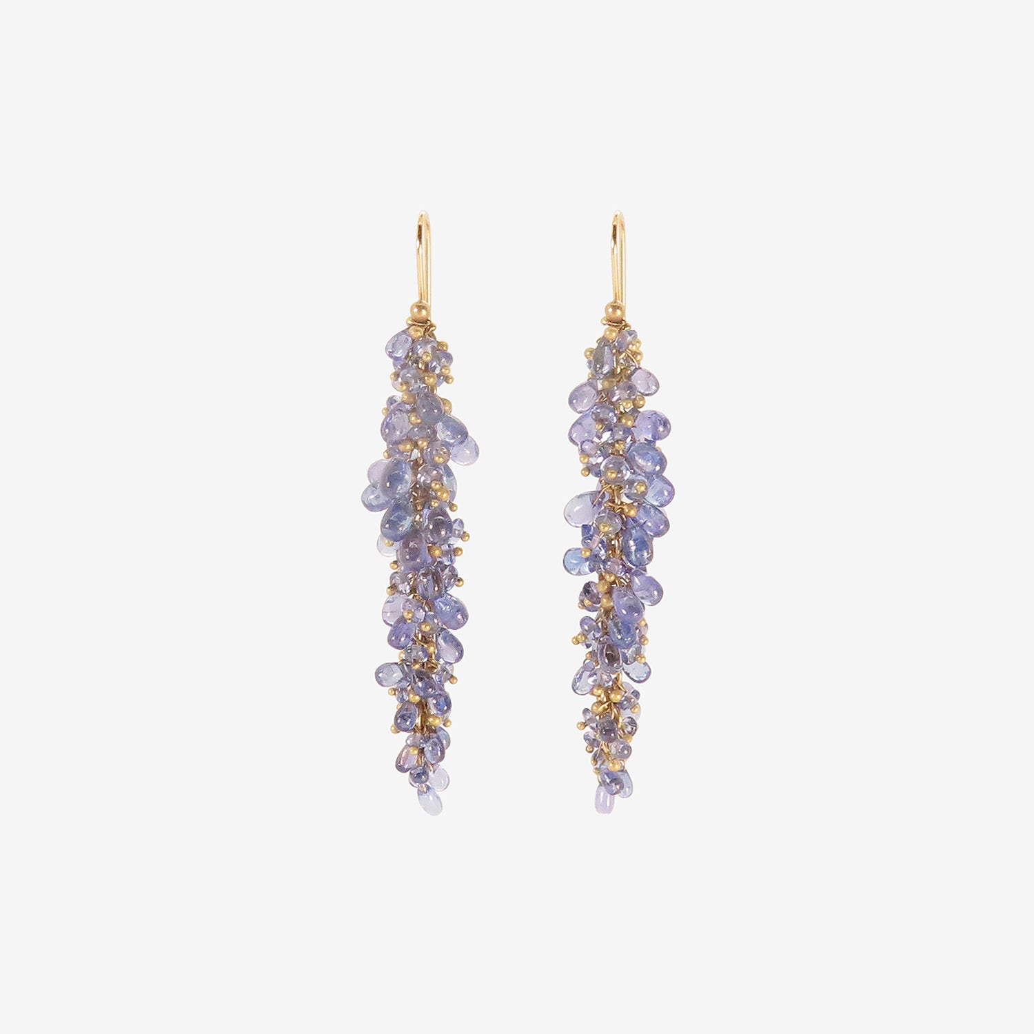 TED MUEHLING 14K & TANZANITE PUSSYWILLOW EARRINGS