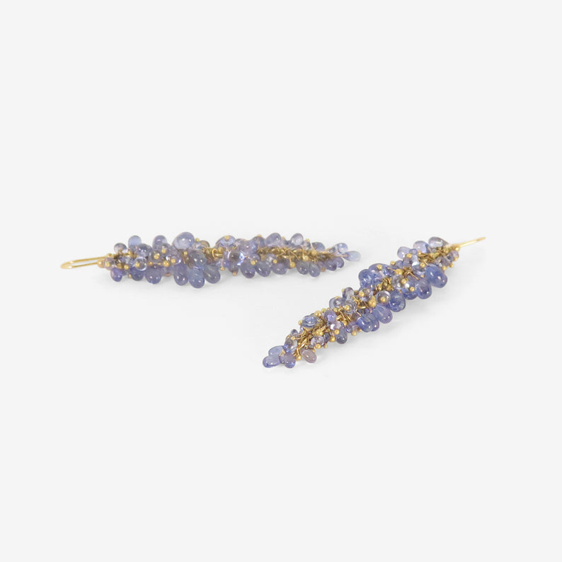 TED MUEHLING 14K & TANZANITE PUSSYWILLOW EARRINGS