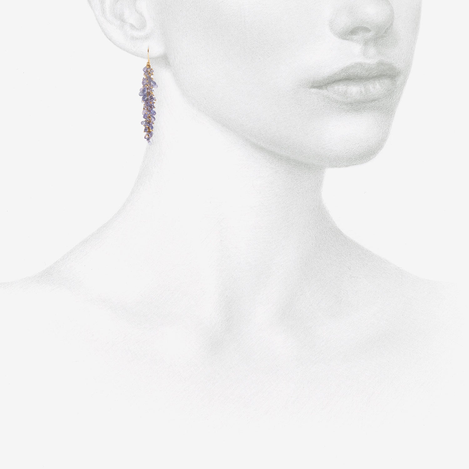 TED MUEHLING 14K & TANZANITE PUSSYWILLOW EARRINGS