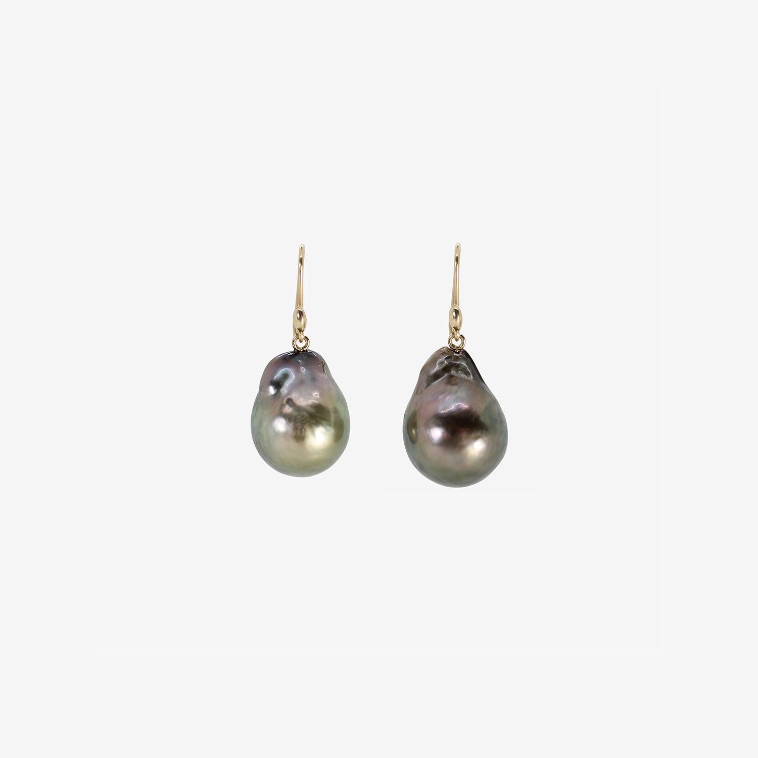TED MUEHLING 14K & GREY TAHITIAN BAROQUE PEARL EARRINGS