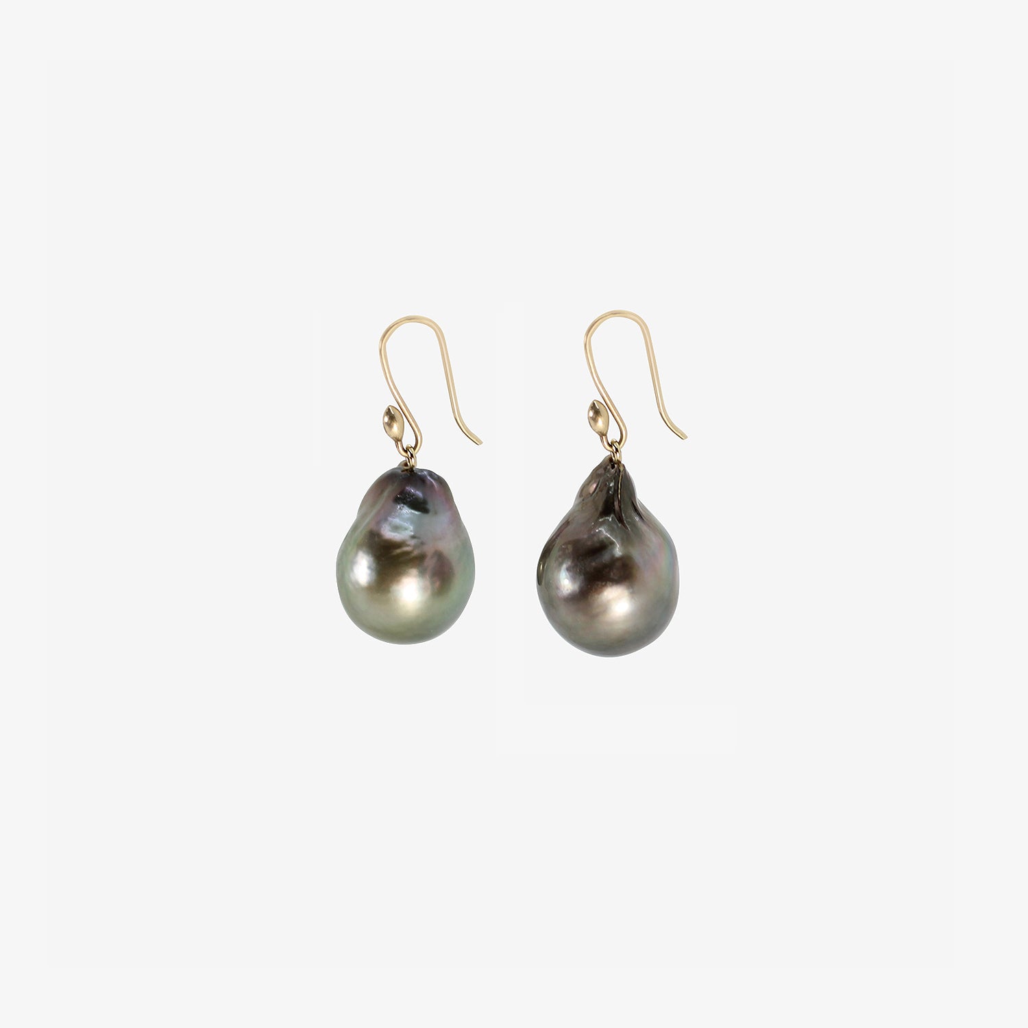 TED MUEHLING 14K & GREY TAHITIAN BAROQUE PEARL EARRINGS