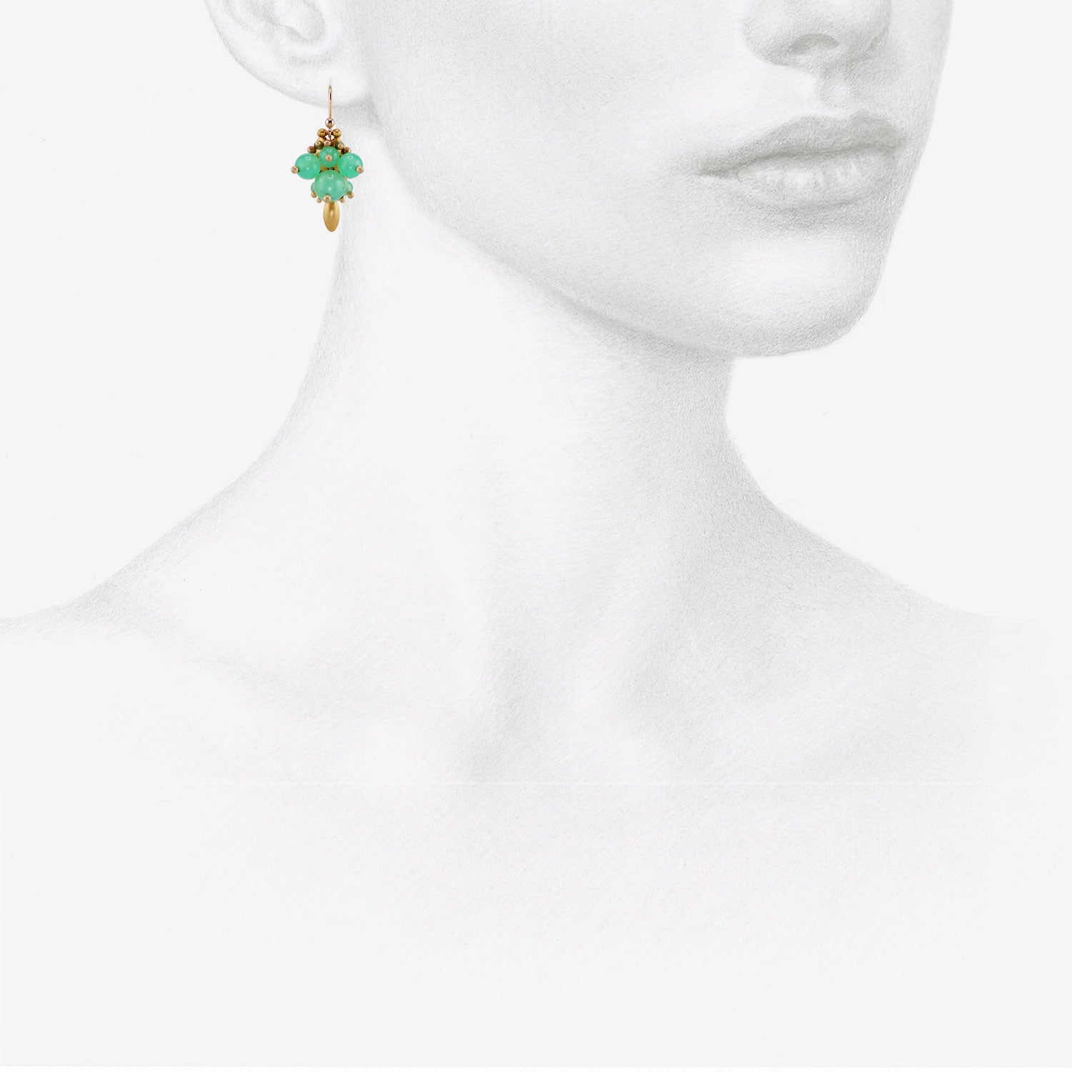 TED MUEHLING 18K & CHRYSOPRASE BUG CLUSTER EARRINGS