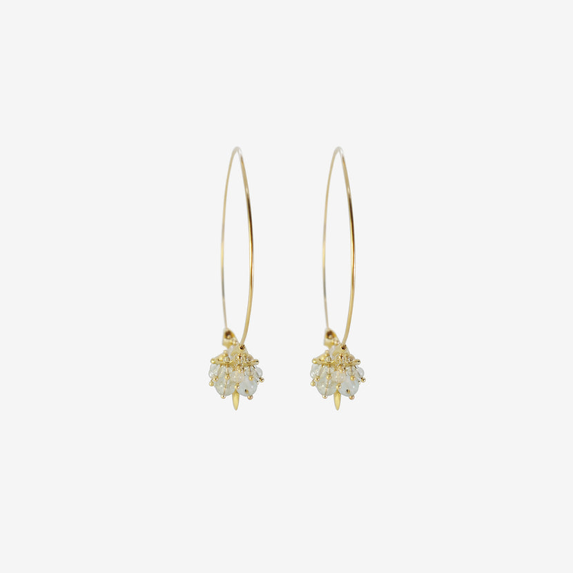 TED MUEHLING 18K & AQUAMARINE MEDIUM HOOP CLUSTERS