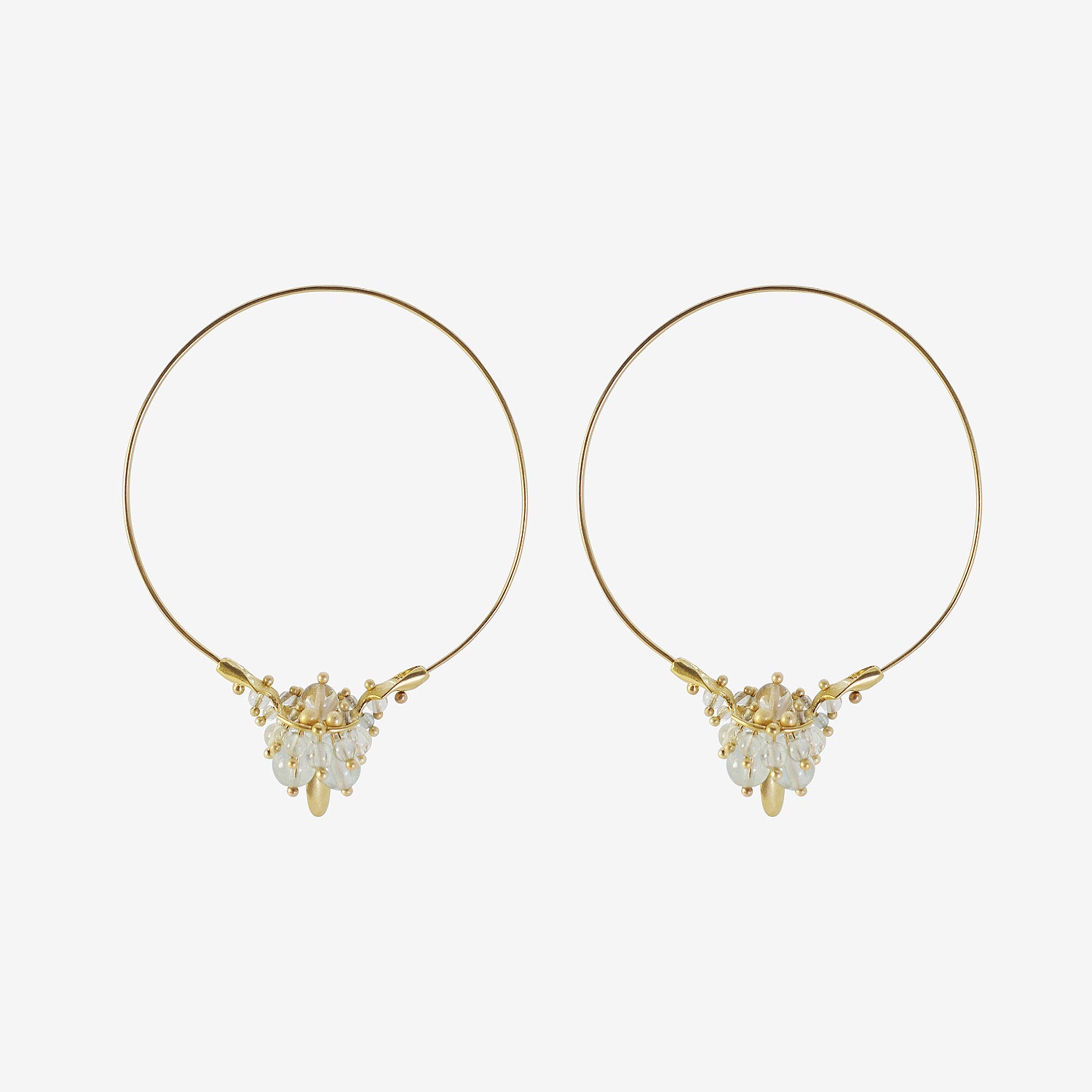 TED MUEHLING 18K & AQUAMARINE MEDIUM HOOP CLUSTERS