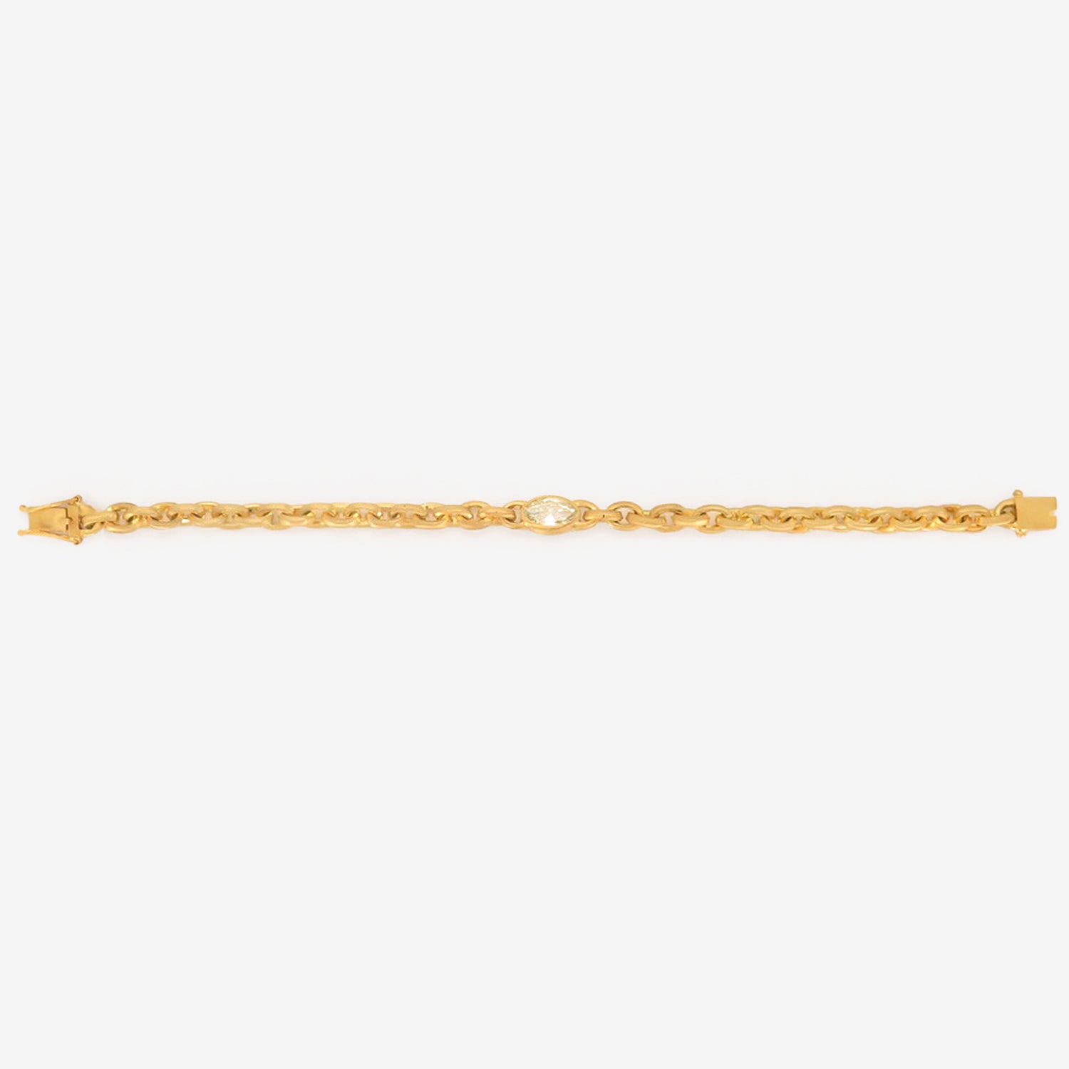 DARIUS 18K OVERSIZED SIGNATURE CHAIN BRACELET WITH ANTIQUE MOVAL-CUT DIAMOND, 1.1CT