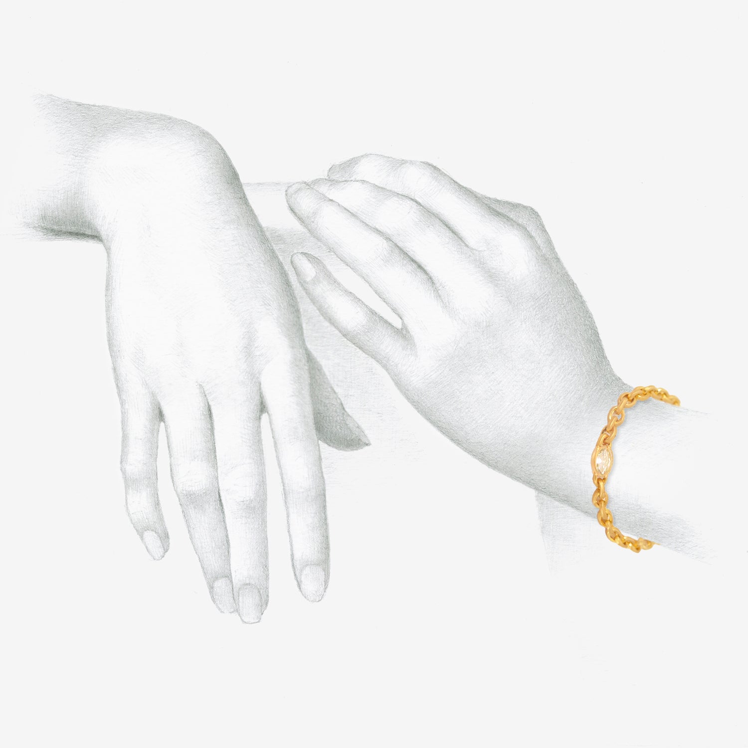 DARIUS 18K OVERSIZED SIGNATURE CHAIN BRACELET WITH ANTIQUE MOVAL-CUT DIAMOND, 1.1CT