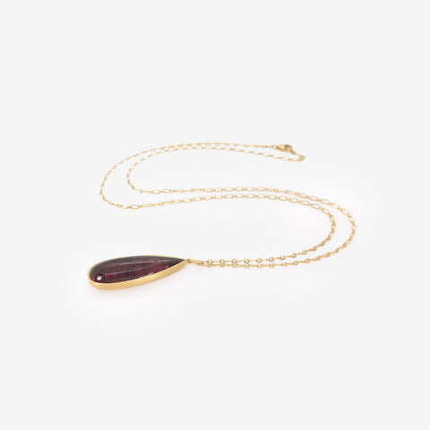 LOLA BROOKS 18K & LONG TEARDROP-SHAPED RED TOURMALINE PENDANT, 15.12CT