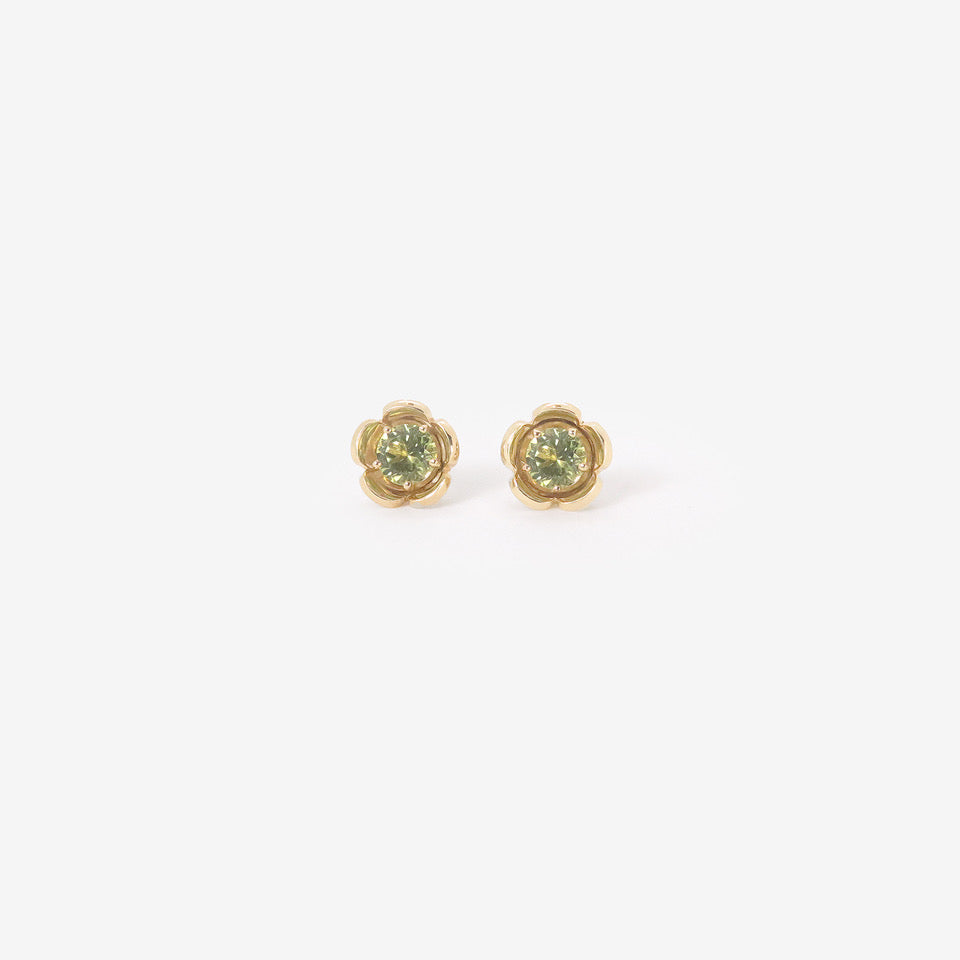 NICOLE LANDAW 14K & GREEN TOURMALINE ENCASED FLOWER STUDS