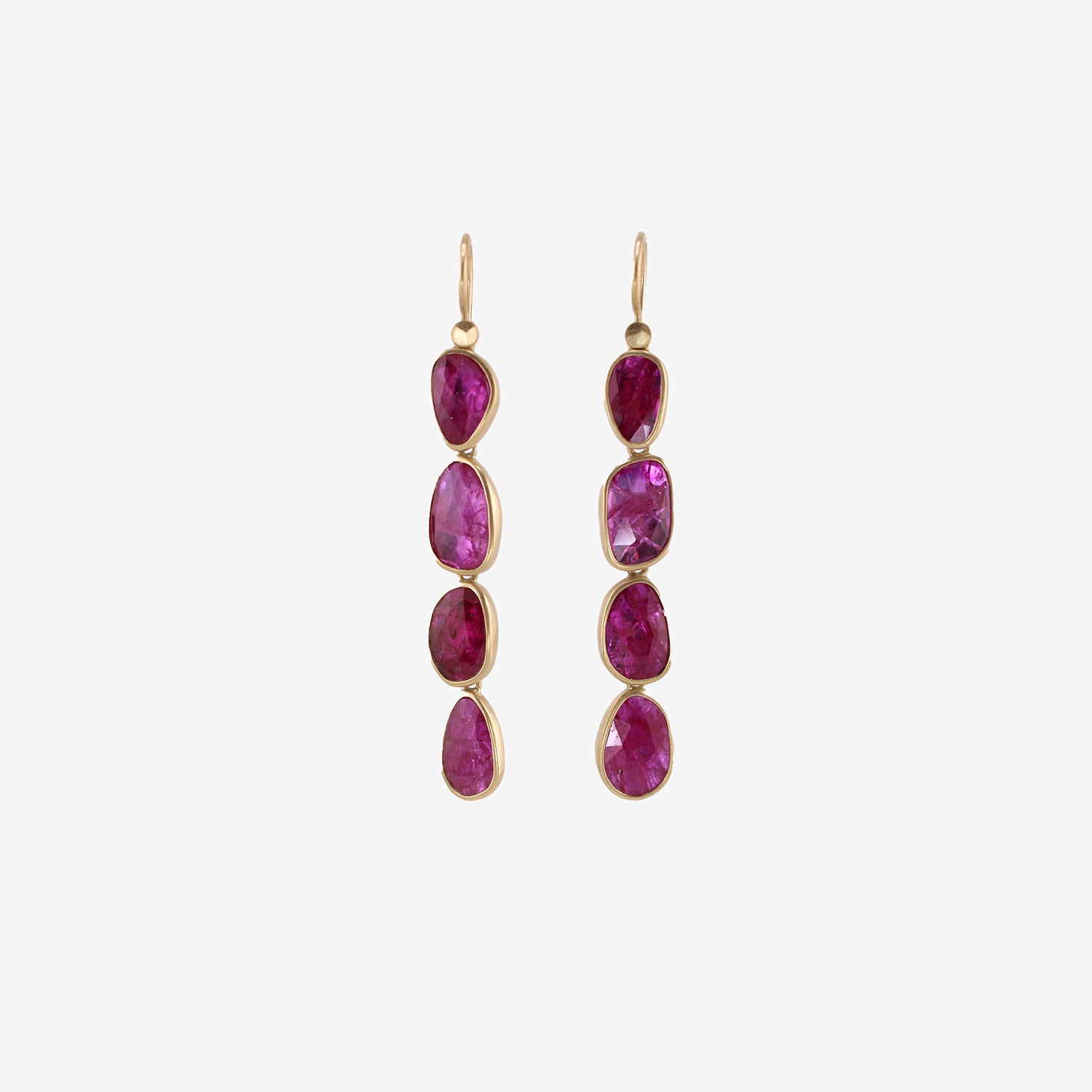 LOLA BROOKS 18K & RUBY QUADRUPLE DROP EARRINGS, 10.12CT