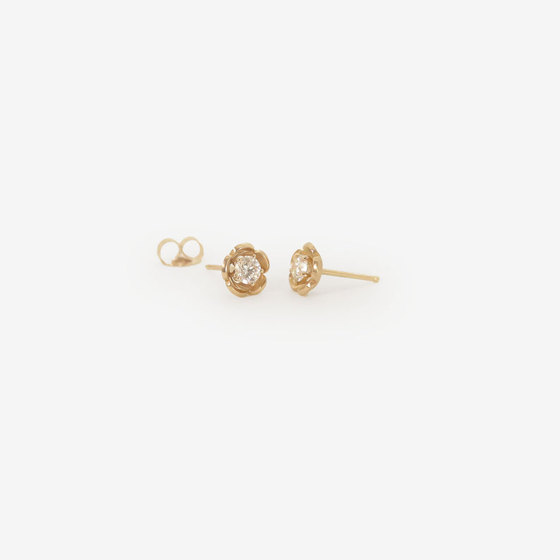 NICOLE LANDAW 14K & DIAMOND ENCASED FLOWER STUDS, .26CT