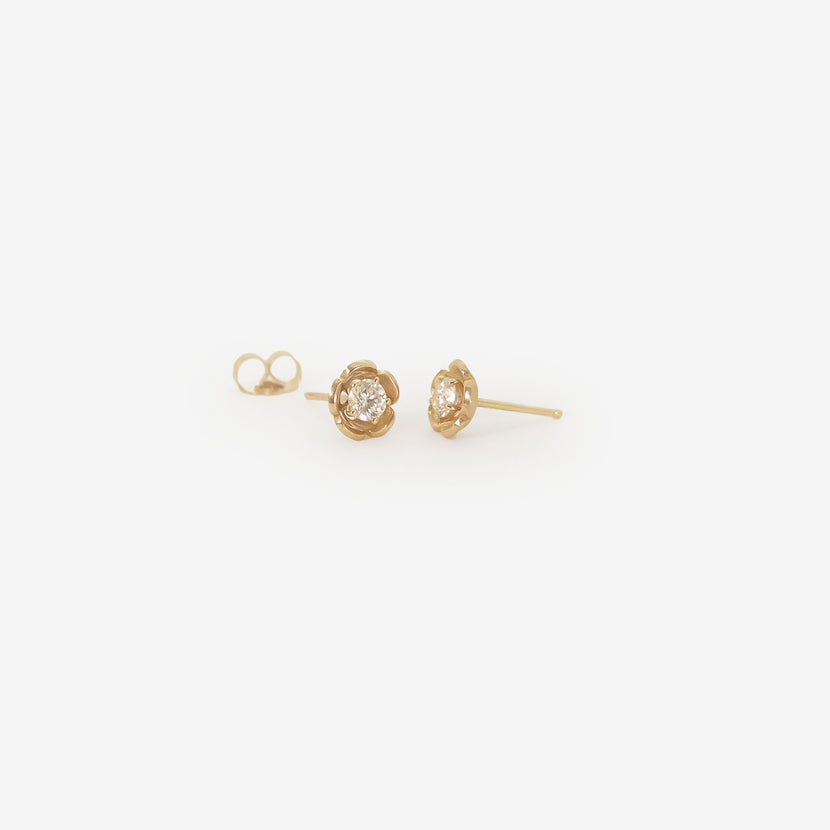 NICOLE LANDAW 14K & DIAMOND ENCASED FLOWER STUDS, .26CT