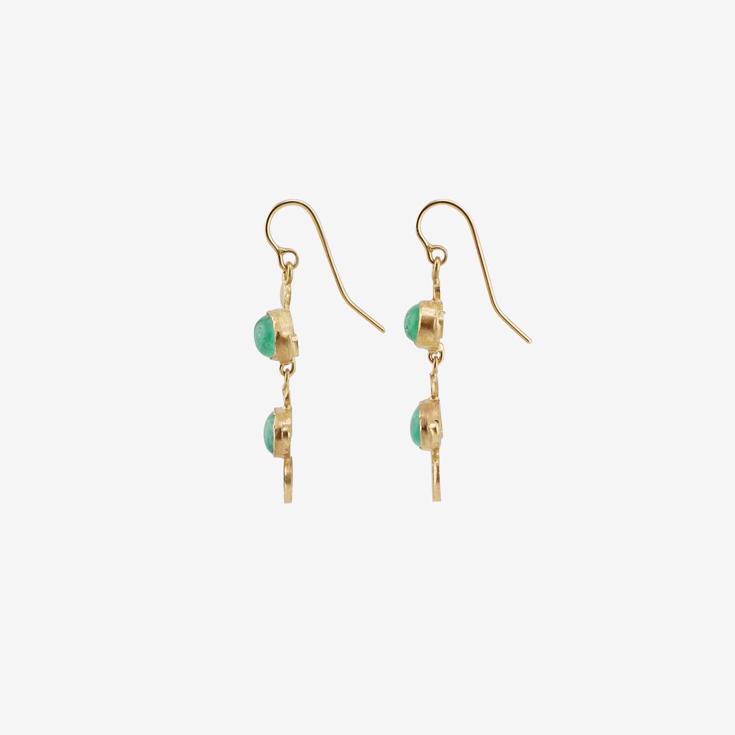 JUDY GEIB 18K & OVAL COLOMBIAN EMERALD DOUBLE DROP SQUASH EARRINGS, 6.1CT