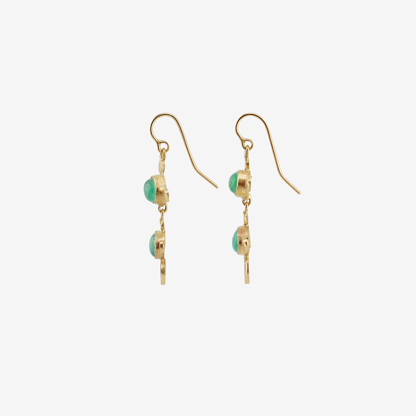 JUDY GEIB 18K & OVAL COLOMBIAN EMERALD DOUBLE DROP SQUASH EARRINGS, 6.1CT