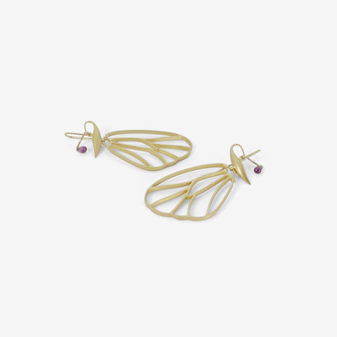 GABRIELLA KISS 18K BUTTERFLY CELL WINGS WITH RUBY BRIOLETTES