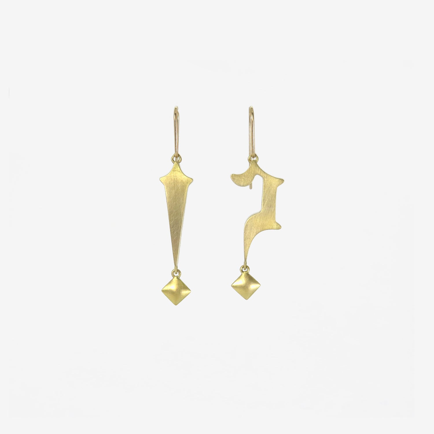 GABRIELLA KISS 18K & STERLING SILVER MELANIE BILENKER GOTHIC FONT WTF!? EARRINGS