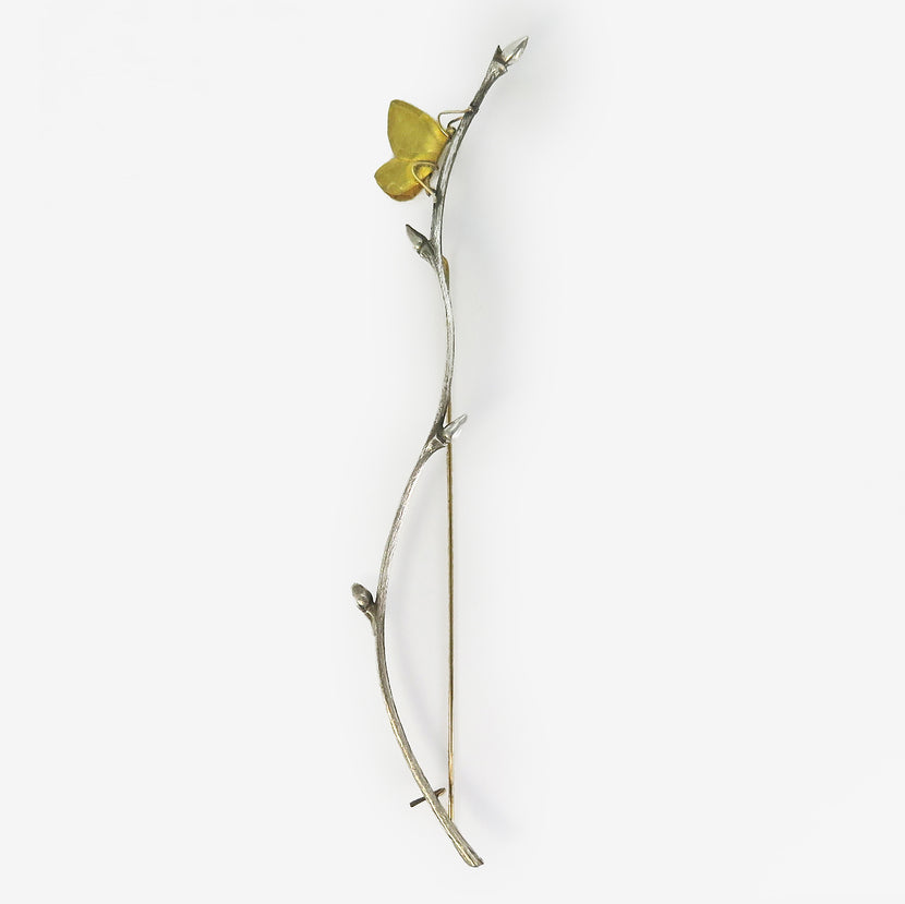 GABRIELLA KISS STERLING SILVER & 22K BUTTERFLY BRANCH PIN
