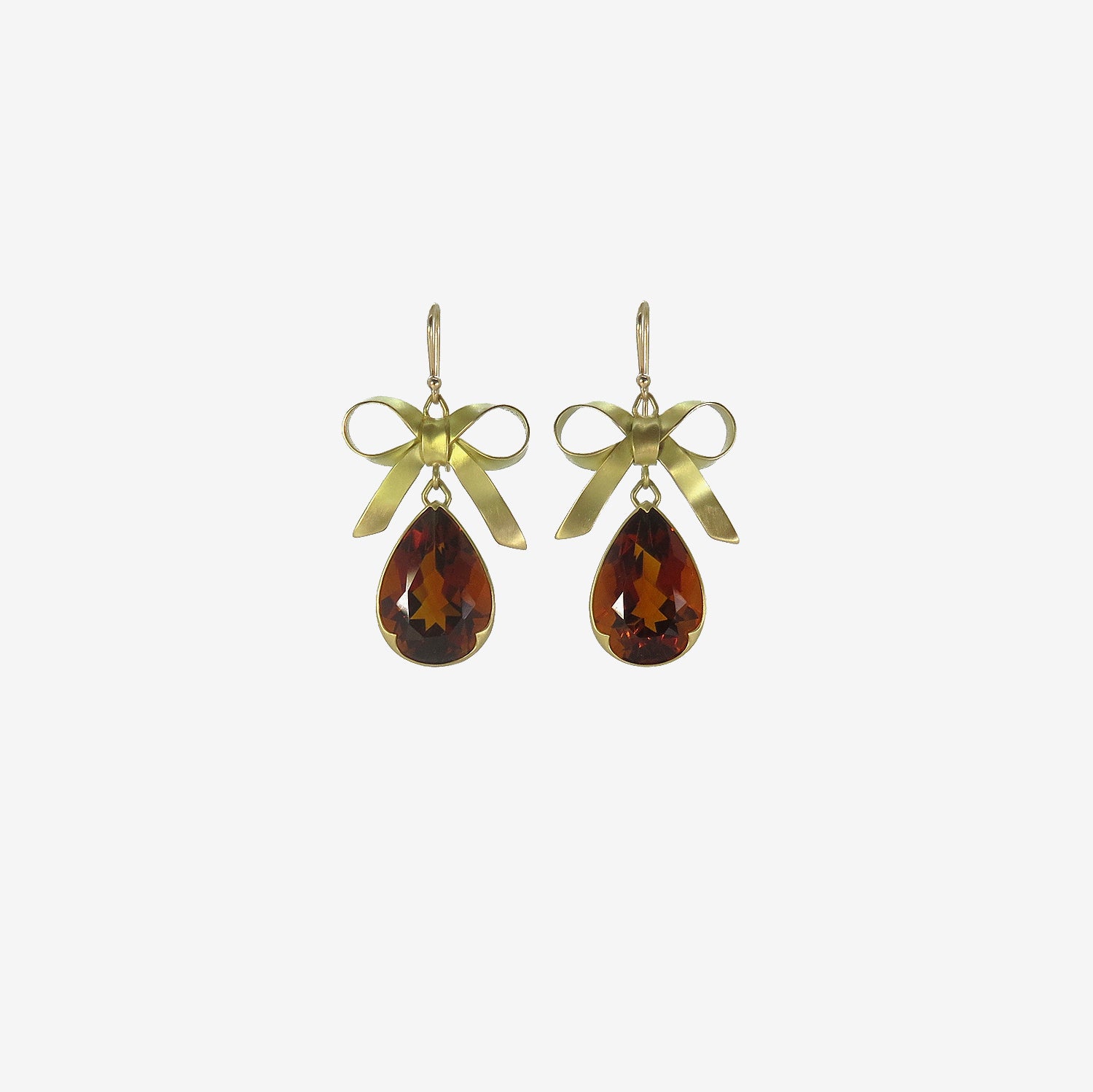 GABRIELLA KISS 18K & FACETED PEAR-SHAPED CITRINE EARRINGS WITH BOWS