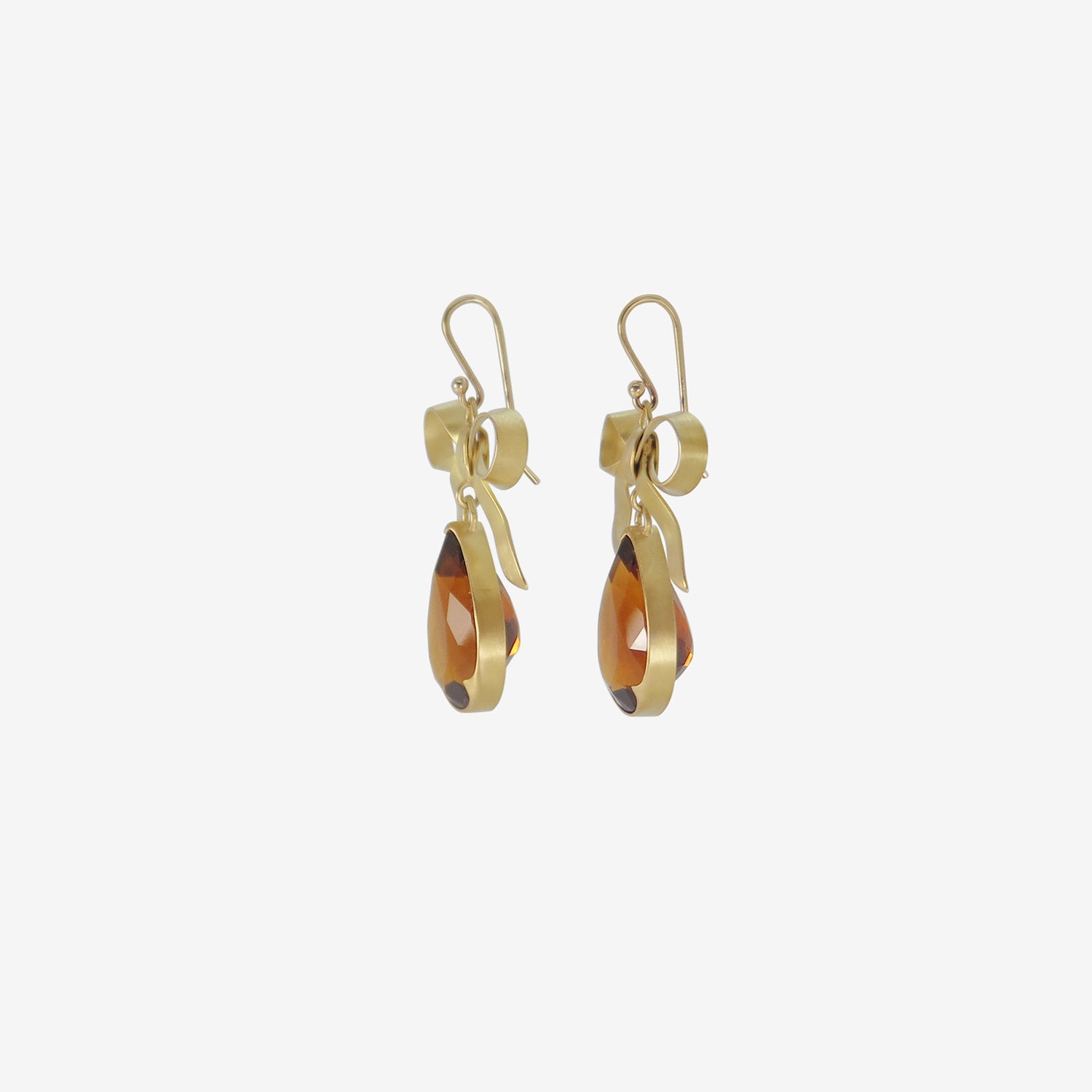 GABRIELLA KISS 18K & FACETED PEAR-SHAPED CITRINE EARRINGS WITH BOWS