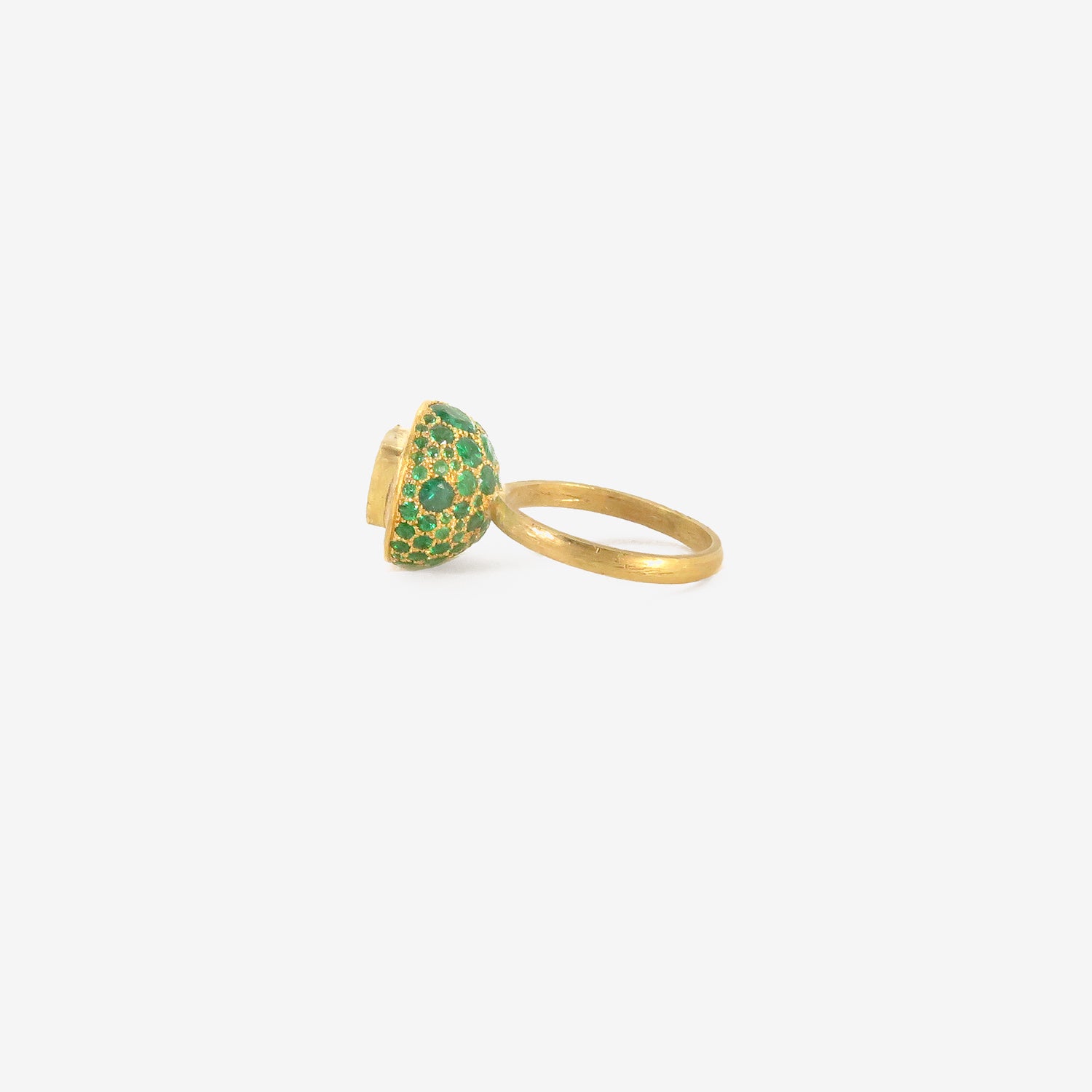 JUDY GEIB 22K & COLOMBIAN EMERALD RING WITH EMERALD PAVÉ