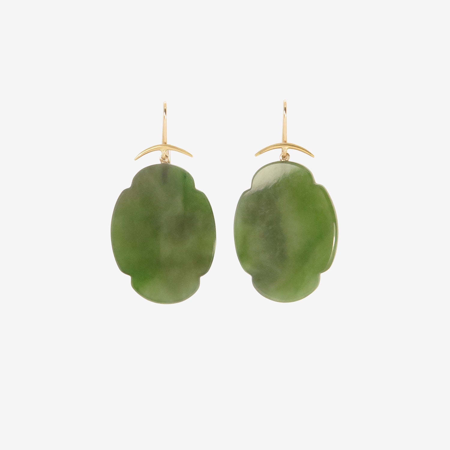 GABRIELLA KISS 18K & NEPHRITE JADE SCALLOP EARRINGS