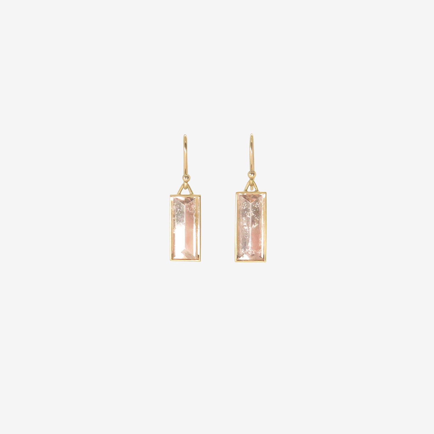GABRIELLA KISS 18k & RECTANGULAR FACETED PINK BERYL EARRINGS
