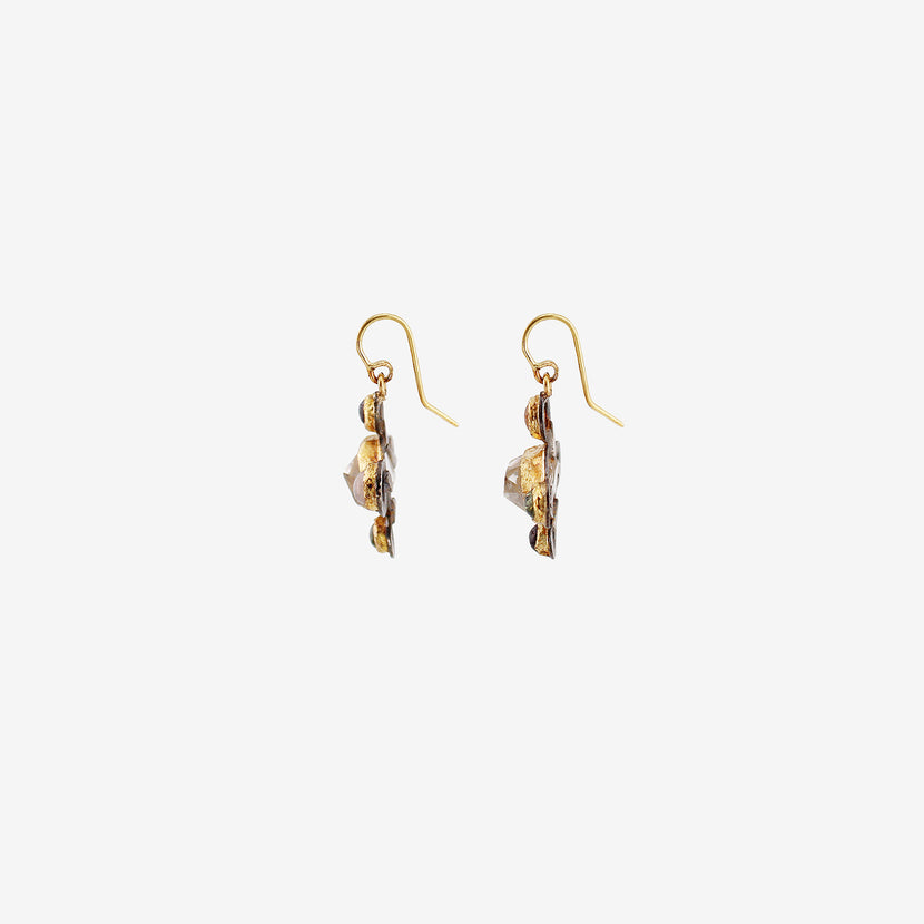 JUDY GEIB 18K & HERKIMER DIAMOND CROSS-SHAPED EARRINGS WITH GEMSTONES