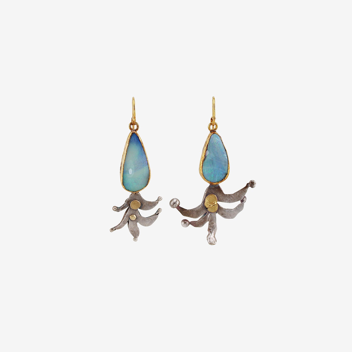 JUDY GEIB STERLING SILVER & LARGE BLUE OPAL TULIP-Y EARRINGS
