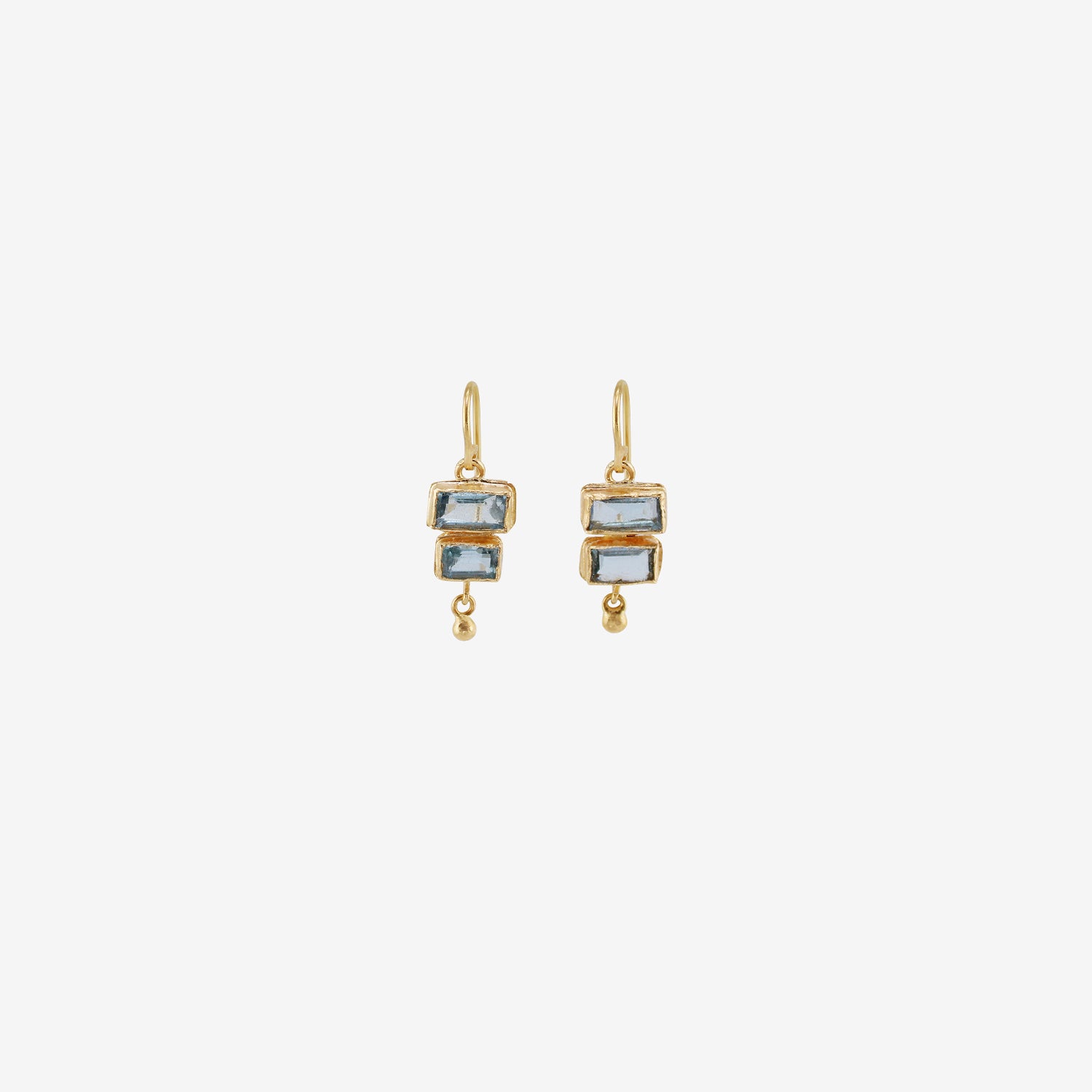 JUDY GEIB 18K & FACETED RECTANGULAR AQUAMARINE DOUBLE DROP EARRINGS WITH DROPS, 2.3CT