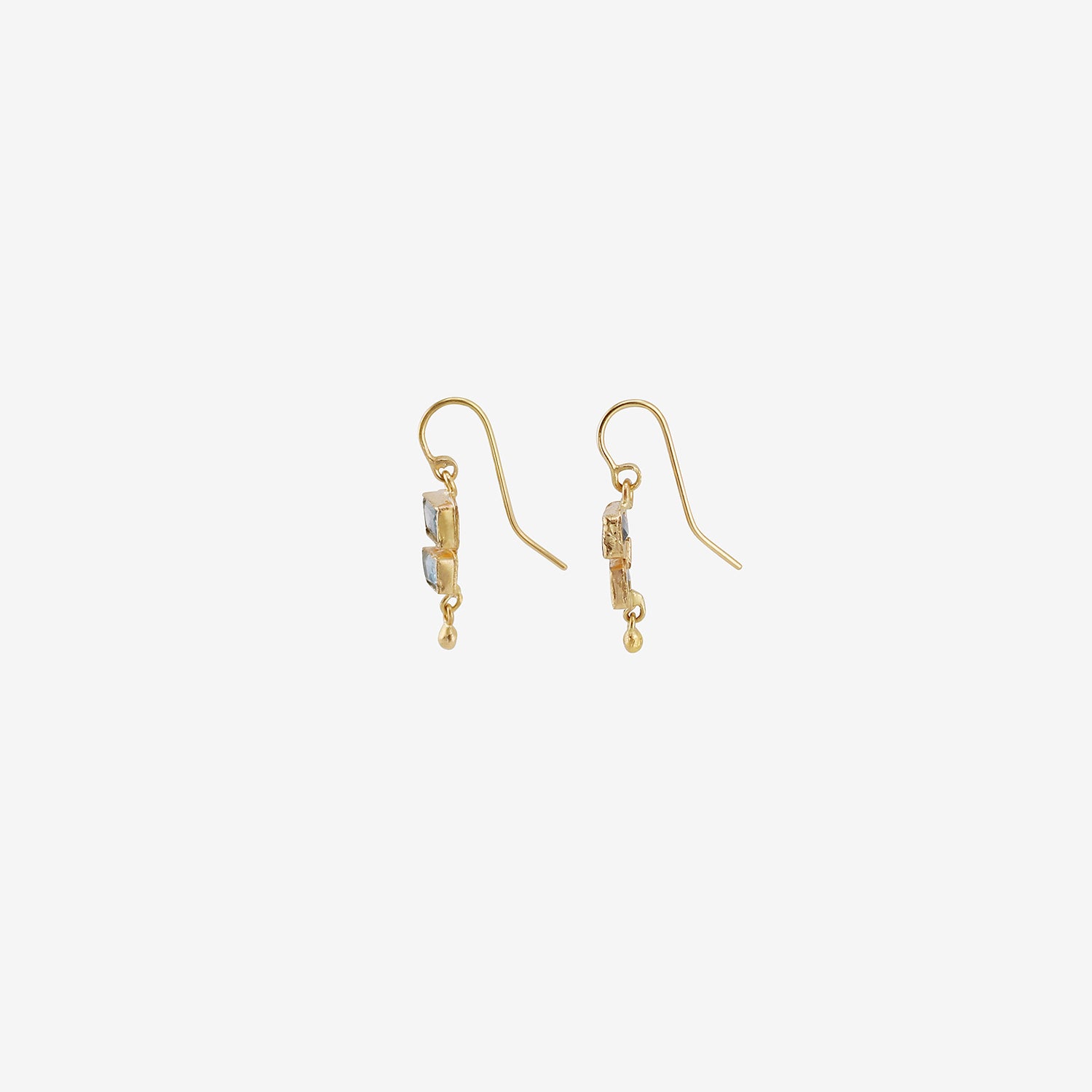 JUDY GEIB 18K & FACETED RECTANGULAR AQUAMARINE DOUBLE DROP EARRINGS WITH DROPS, 2.3CT