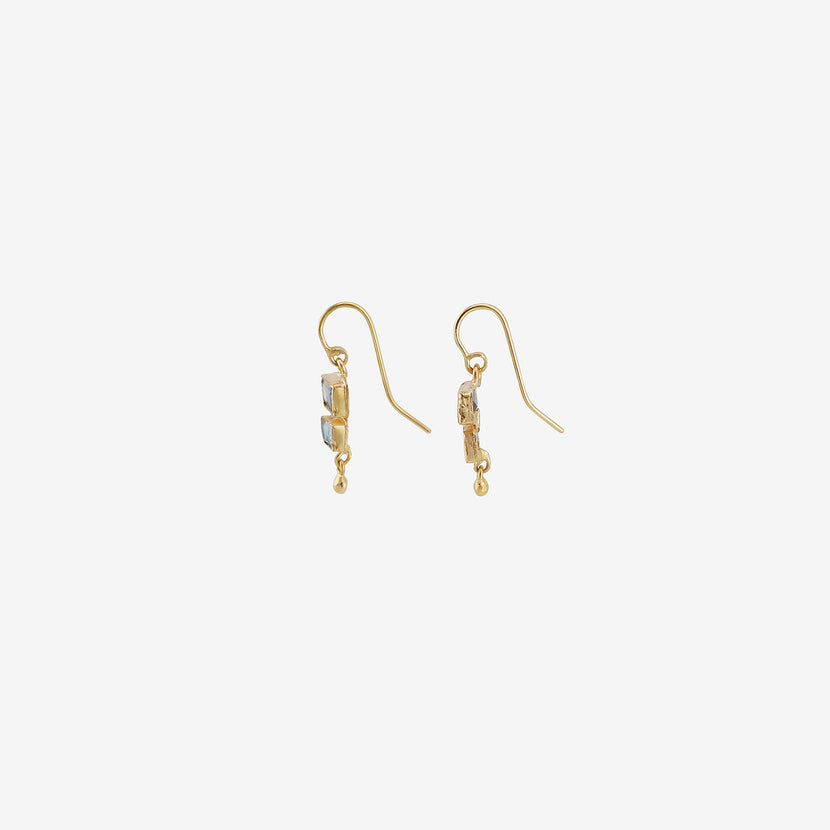 JUDY GEIB 18K & FACETED RECTANGULAR AQUAMARINE DOUBLE DROP EARRINGS WITH DROPS, 2.3CT