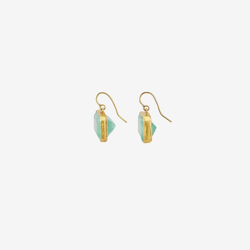 JUDY GEIB 22K & RECTANGULAR LOVELY BRIGHT LIGHT COLOMBIAN EMERALD EARRINGS, 29CT